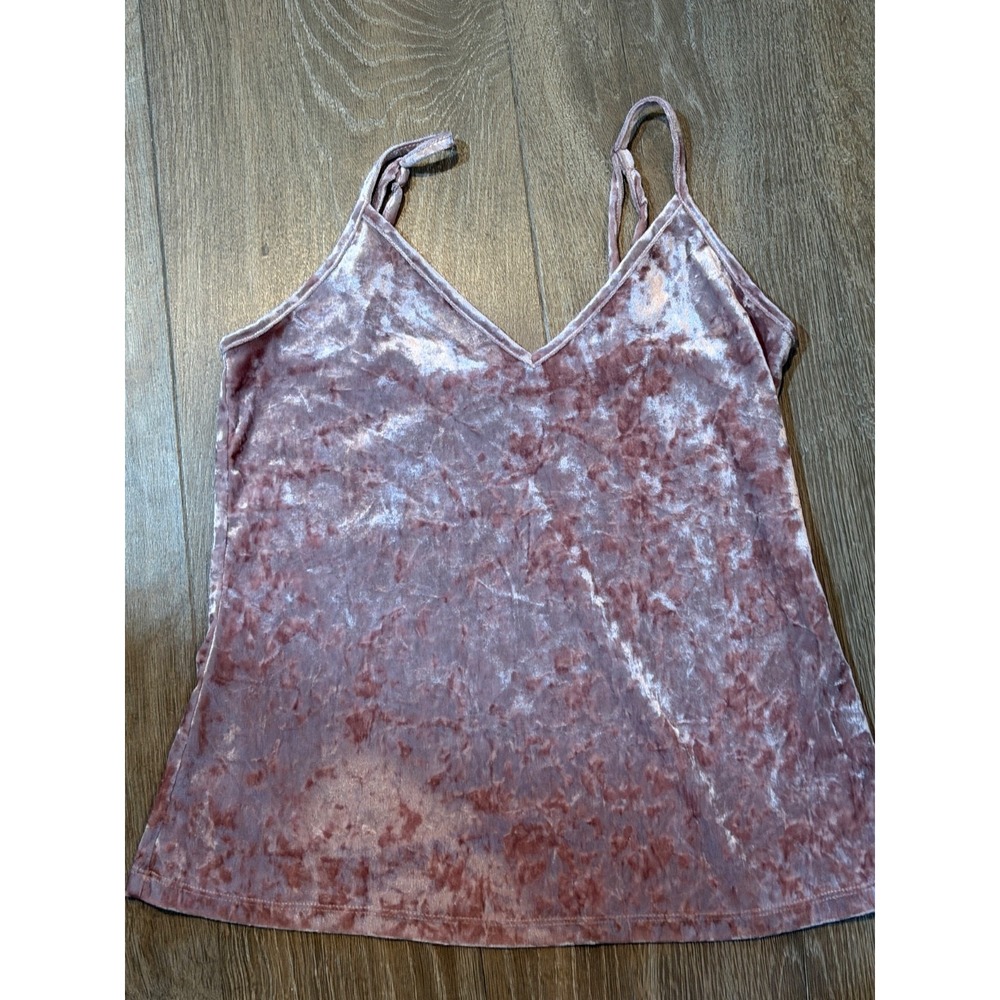 Rue21 Cami Womens Small Vintage Crushed Velvet Lace Pink baby doll Y2K Goth